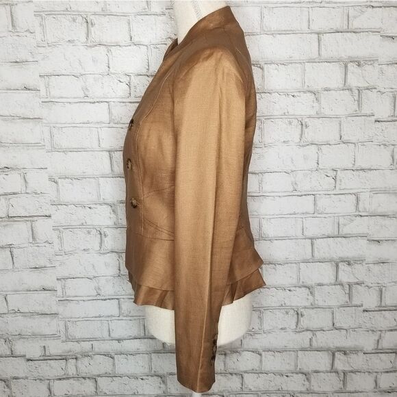 Cropped Linen Blazer Tan - Picture 2 of 8